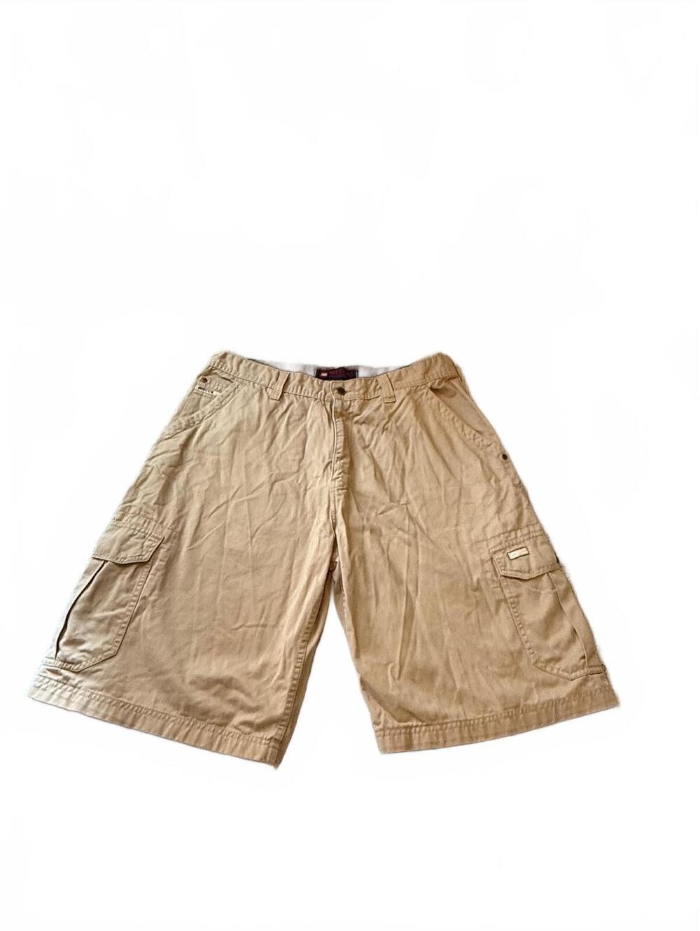 Vtg Mecca USA Mens Cargo Shorts Size 36 Baggy Khaki Tan Cotton Hip Hop Y2K